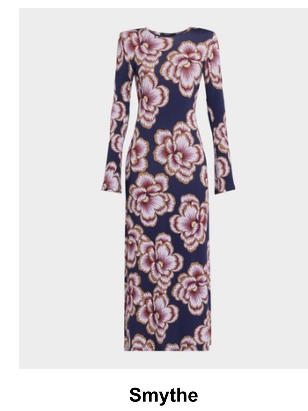 Smythe Navy Floral Stretch Midi Dress